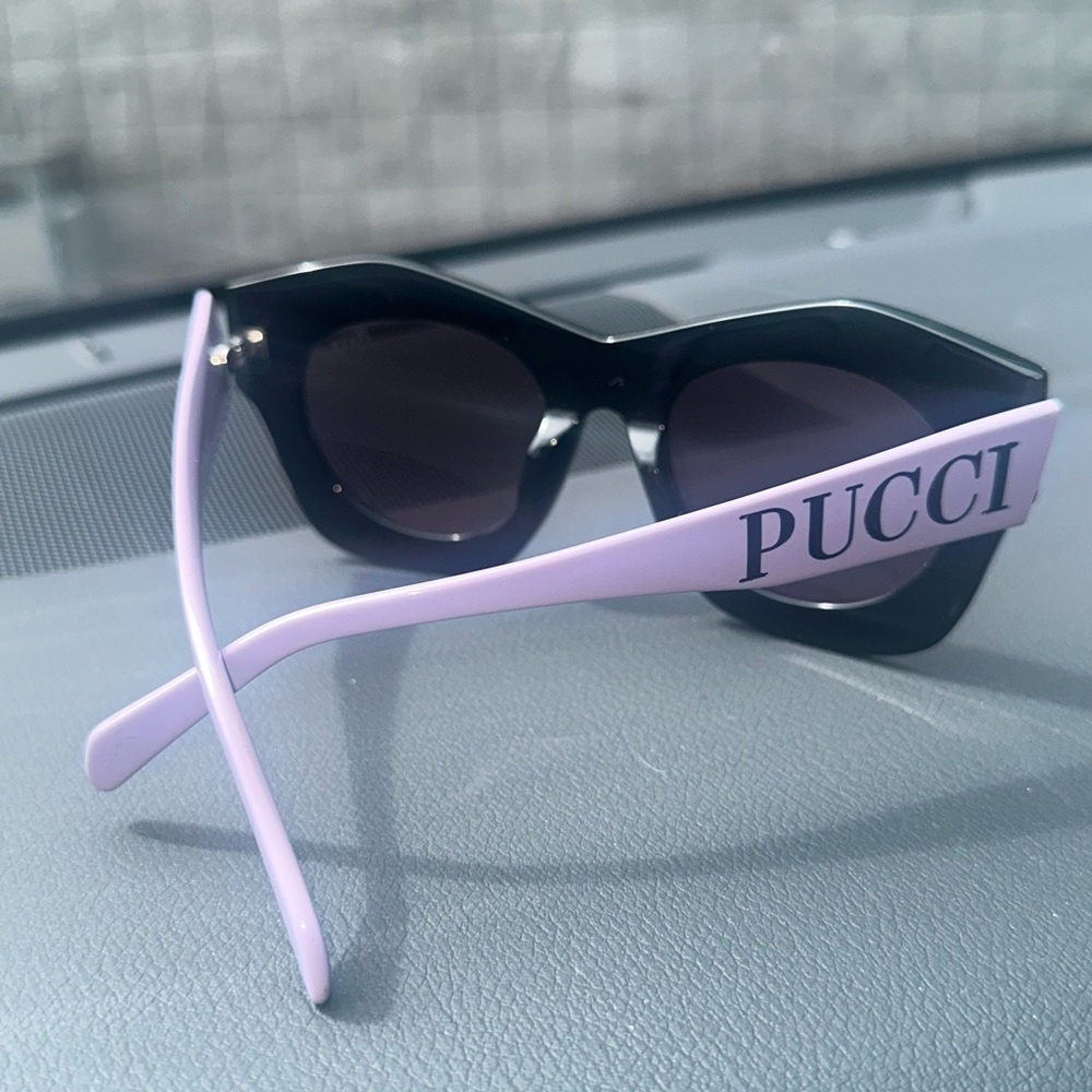 EMILIO PUCCI Lavender/Black Geometric Sunglasses.